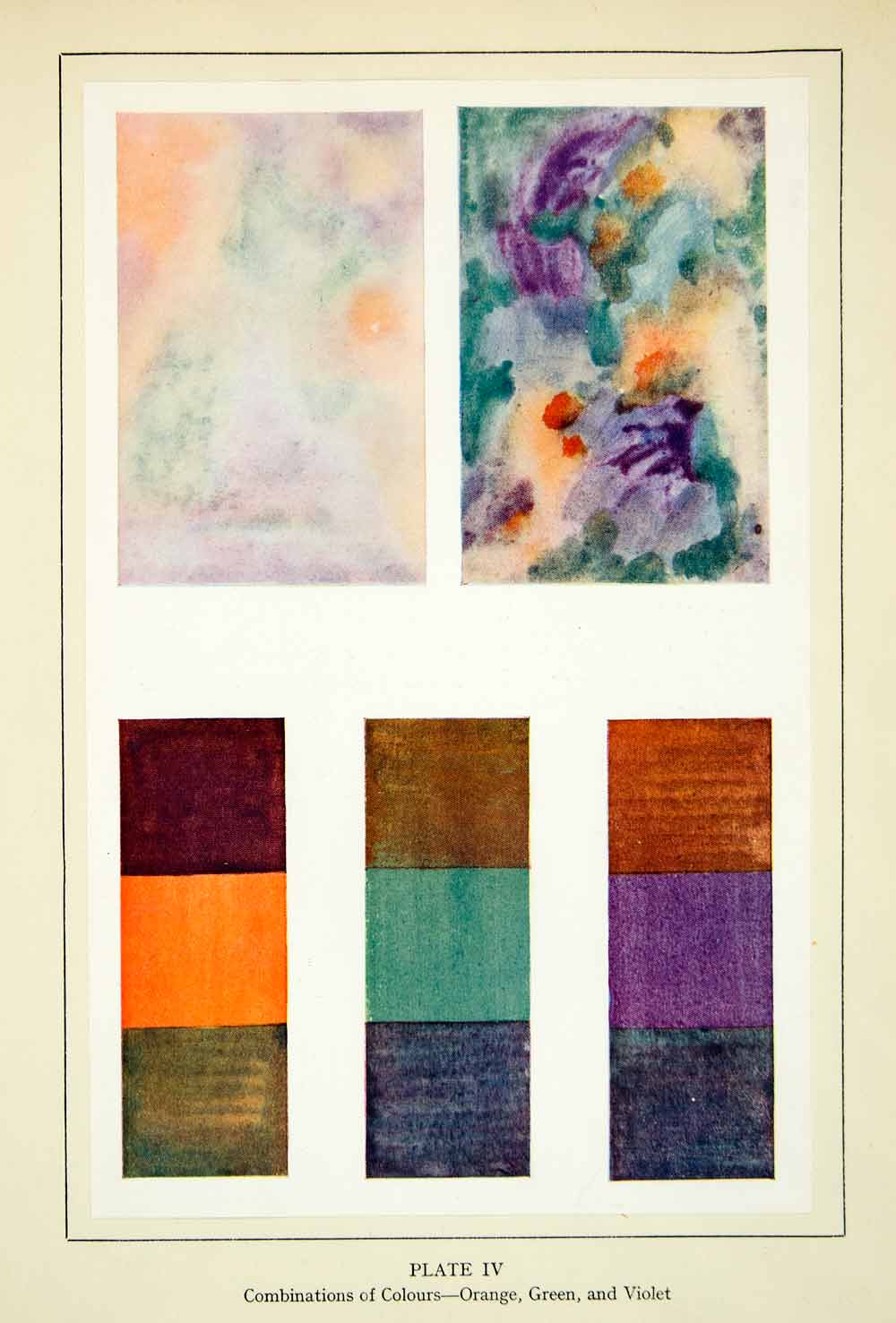 1930 Print Watercolor Mixing Technique Exercise Orange Violet Green XAEA4