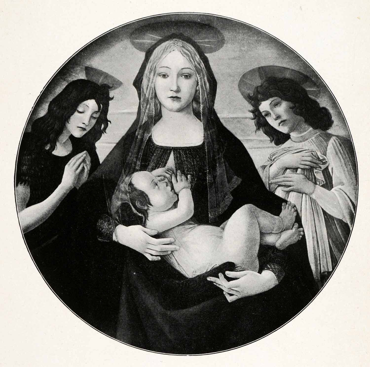 1903 Print Botticelli Religious Art Virgin Mother Mary Magdalen Jesus XAF1