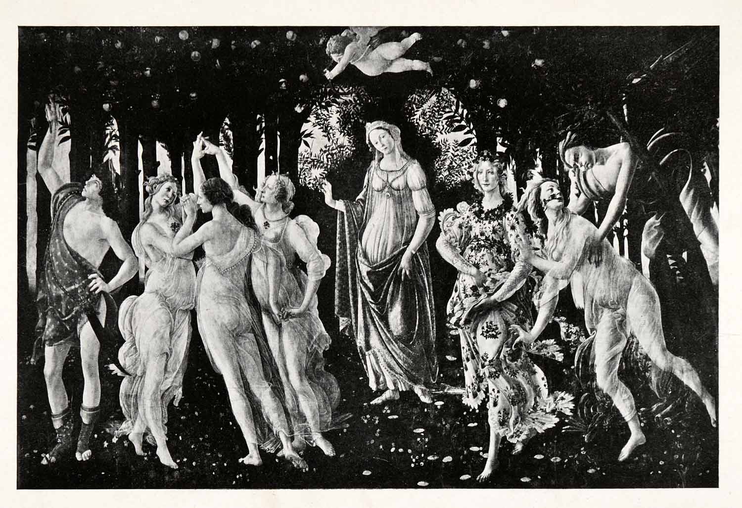 1903 Print Alessandro Botticelli Art Lady Spring Sheer Nude Women Cupid XAF1