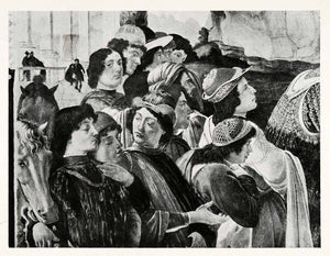 1903 Print Sandro Botticelli Religious Art Magi Adoration Detail Men XAF1