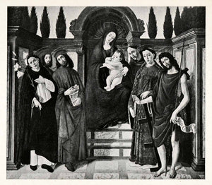 1903 Print Botticelli Religious Art Virgin Mary Magdalen Baby Jesus Saints XAF1