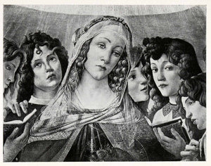1903 Print Botticelli Religious Art Virgin Mary Magdalen Angels Detail XAF1