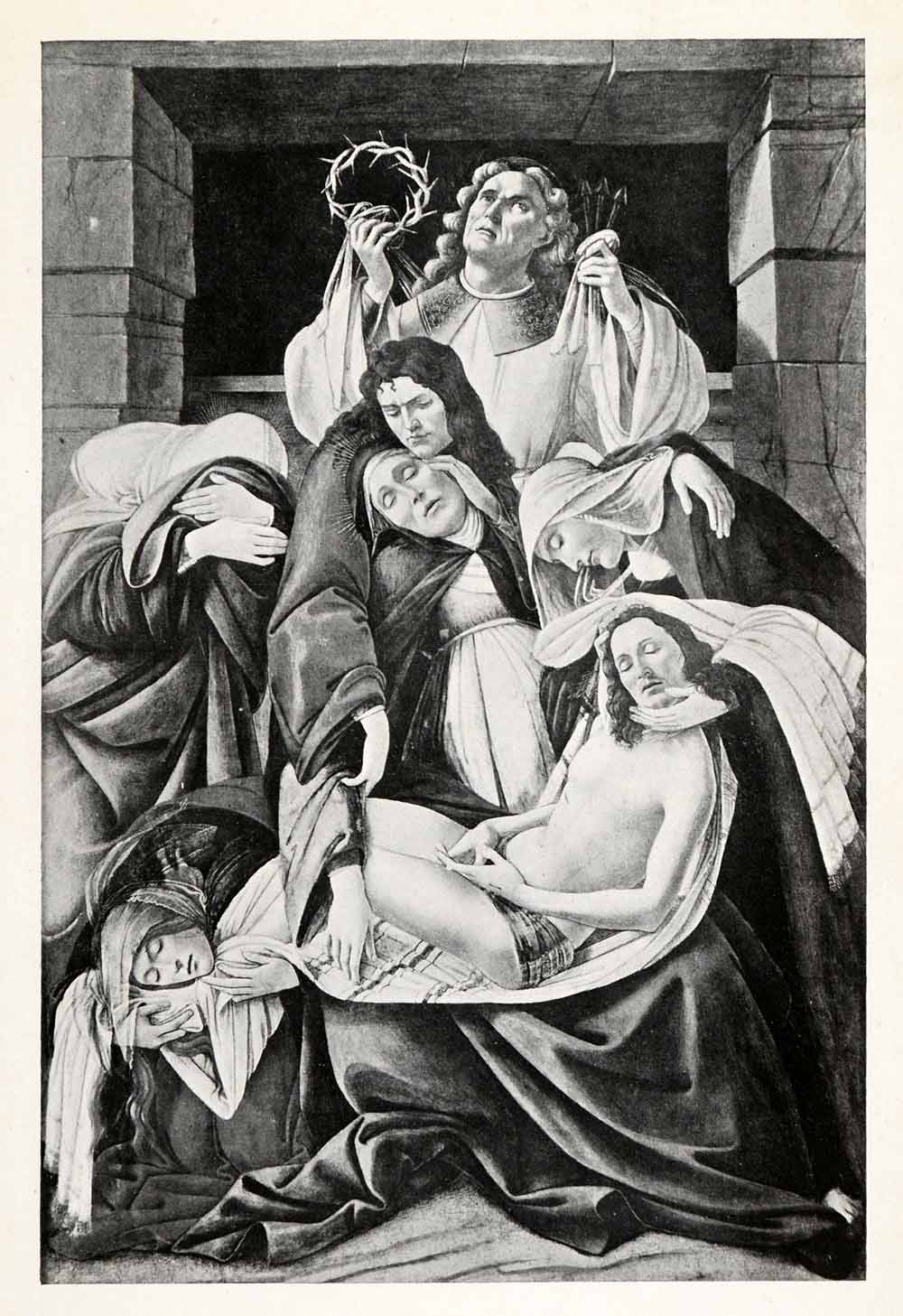 1903 Print Sandro Botticelli Religious Art Jesus Christ Entombment Mary XAF1