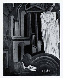 1941 Print Torment Poet Giorgio de Chirico Robe Column Pillar Archway Art XAF2
