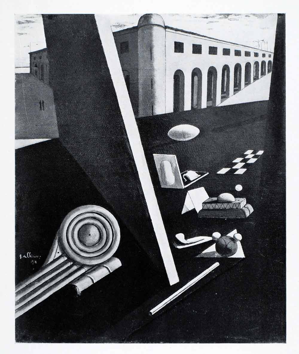 1941 Print Sailors Barracks Giorgio de Chirico Art Arcade Archway Plaza XAF2