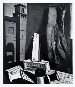 1941 Print Amusements Young Girl Ferrara Ass Giorgio de Chirico Art Glove XAF2