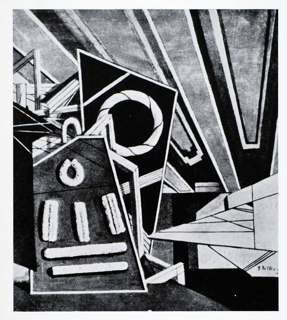 1941 Print Revolt Sage Giorgio de Chirico Surrealism Art Geometrical Shapes XAF2