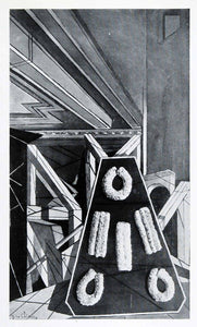 1941 Print Regret Giorgio de Chirico Geometrical Shapes Organic Surrealism XAF2