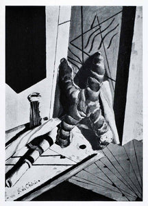 1941 Print Language Child Giorgio de Chirico Surrealist Still Life Art XAF2
