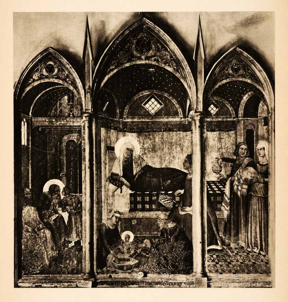 1938 Photogravure Pietro Lorenzetti Birth Virgin Triptych Mary Religio