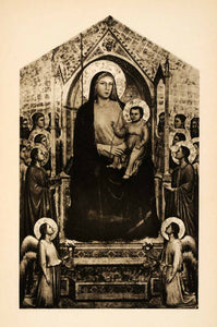 1938 Photogravure Giotto Bondone Madonna Enthrones Angels Uffizi Medieval XAF4