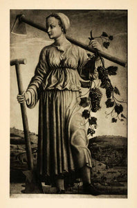 1938 Photogravure Ferrarese Autumn Grapes Peasant Renaissance Fall Art XAF4