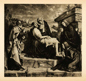 1938 Photogravure Bartolommeo Montagna Pieta Joseph Mary Magdalene XAF4