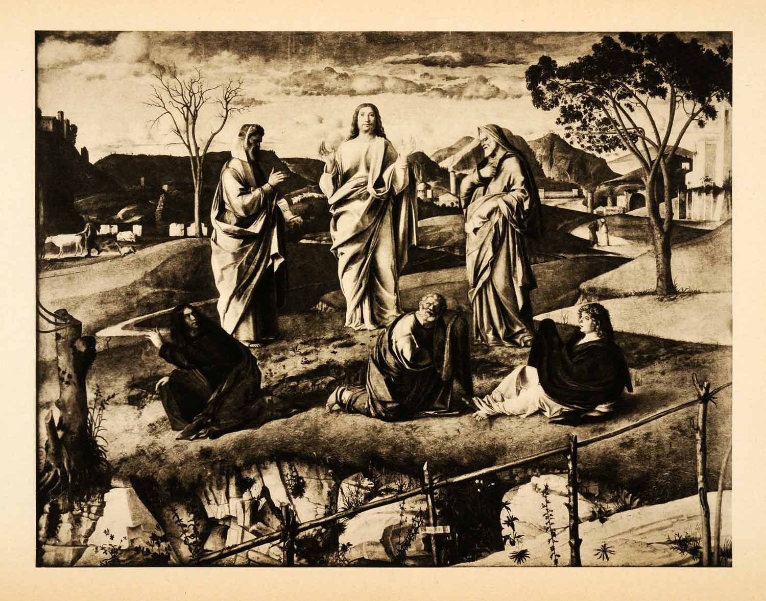 1938 Photogravure Transfiguration Giovanni Bellini Christ Moses Elijah XAF4