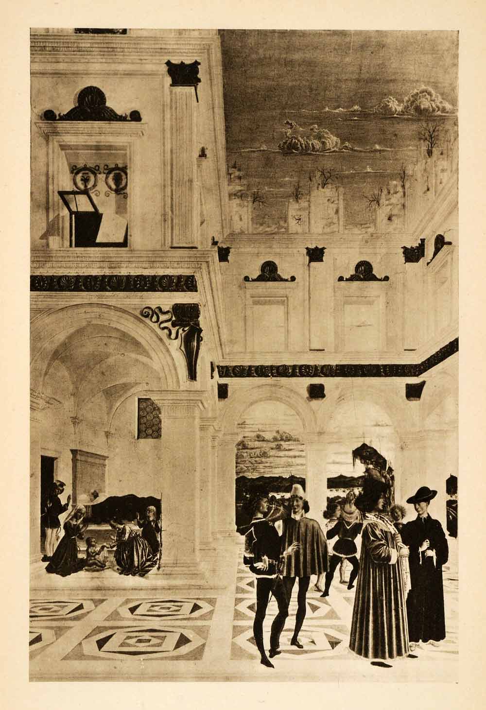 1938 Photogravure Umbrian Renaissance Miracle St Bernardino Linear XAF4