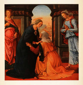 1938 Tipped-In Print Domenico Ghirlandaio Visitation Renaissance Religion XAF4