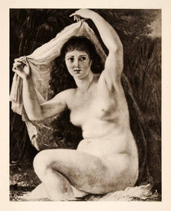 1936 Photolithograph Antoine Jean Gros Bather Bath Nude Woman Wash Towel XAF5
