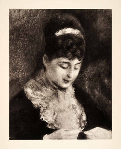 1936 Photolithograph Auguste Renoir Lace Needle Woman Portrait Sewing Pin XAF5