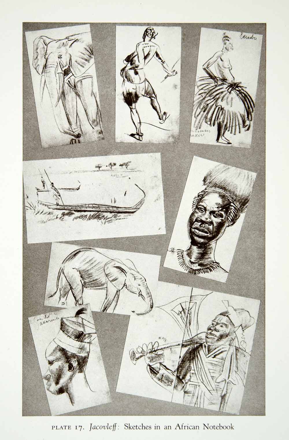 1946 Print Sketch Study African Notebook Figures Portrait Alexandre XAFA1