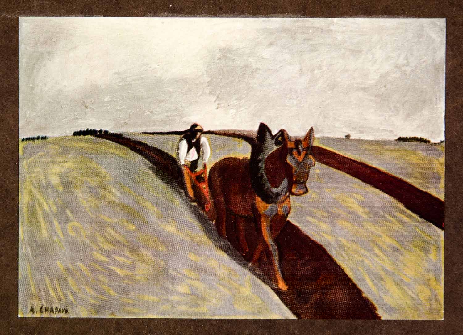 1914 Print Laborer Auguste Chabaud Horse Plow Agriculture Post XAFA2