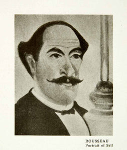 1914 Print Henri Rousseau Portrait Self Face Mustache Famous Artist Suit XAFA2