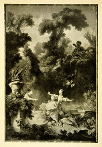 1908 Print Jean-Honore Fragonard Art La Poursuite Chase Lovers Romance XAFA3