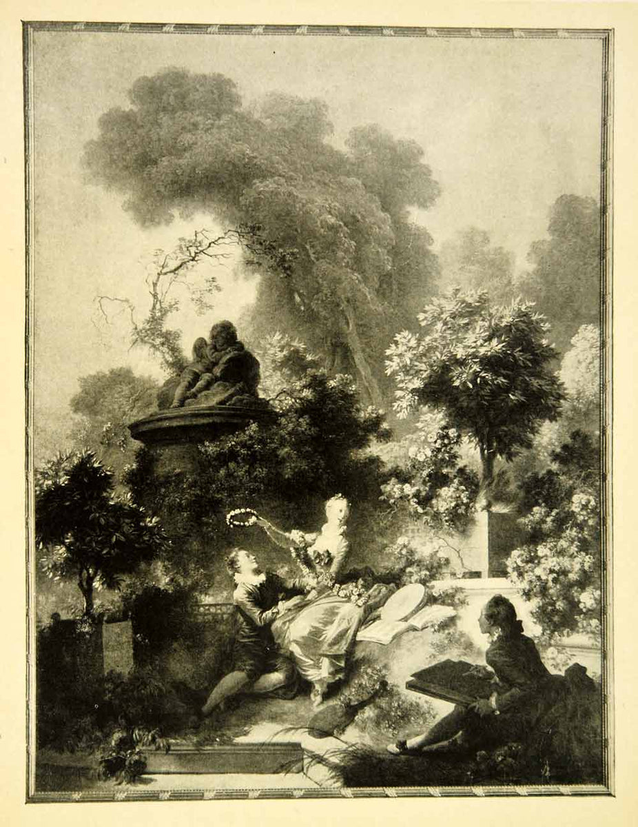 1908 Print Jean-Honore Fragonard Rococo Art L'Amant Couronne Lovers XA ...