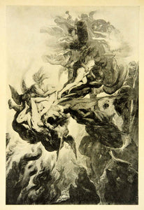 1908 Print Antoine Wiertz Art Revolt Hell Heaven Romanticism Angel XAFA3
