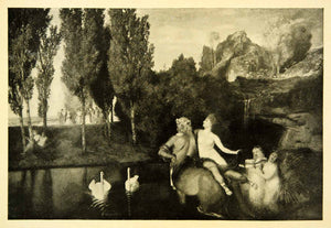 1908 Print Arnold Bocklin Symbolist Art Elysian Fields Greek Mythology XAFA3