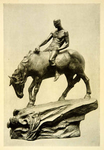 1908 Print Constantin Meunier Art Watering Colliery Horse Bronze Sculpture XAFA3