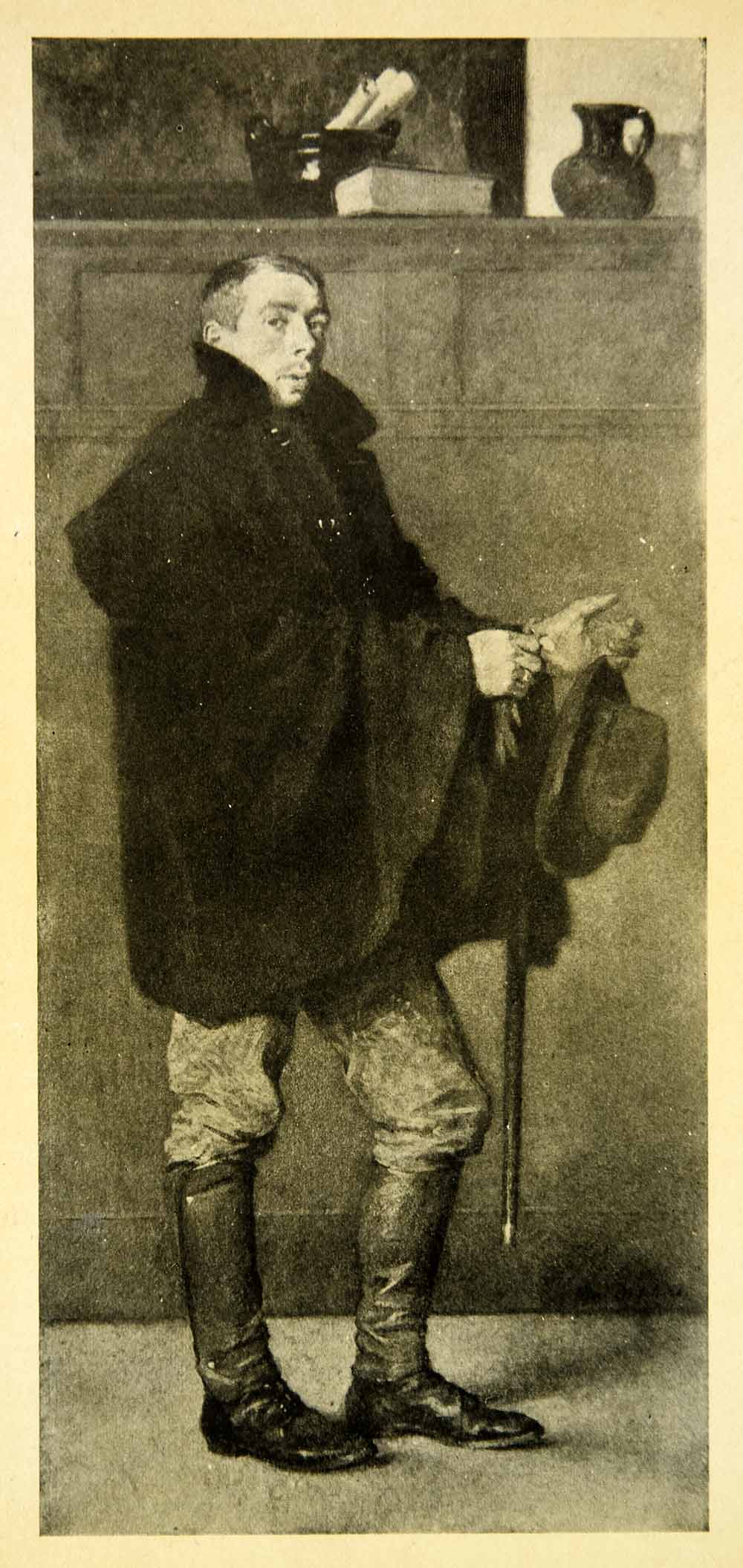 1908 Print Gari Melchers Art Man With Cloak Portrait Edwardian Era Fashion XAFA3