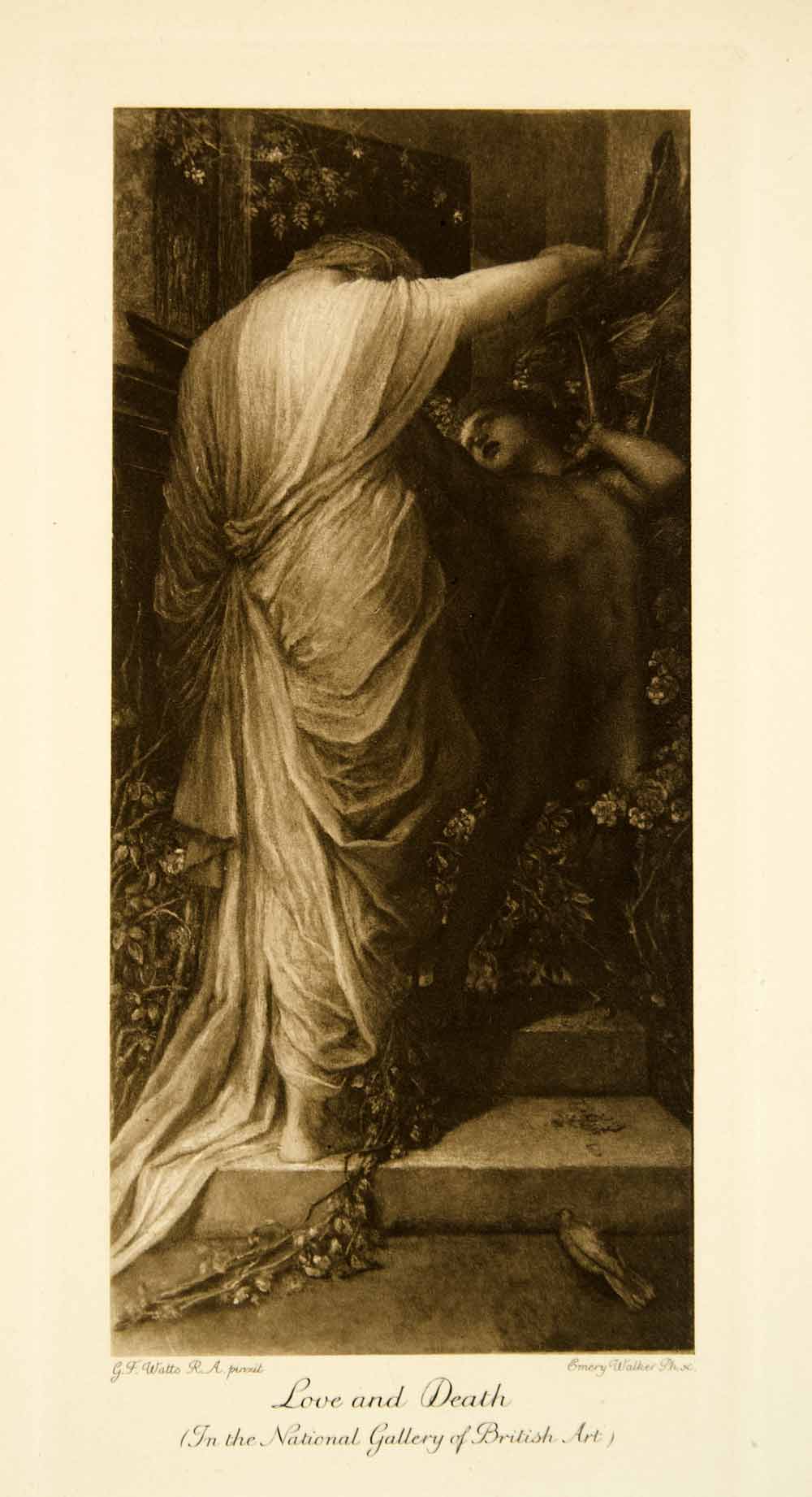 1912 Photogravure George Frederick Watts Love Death Symbolism Allegorical XAFA5