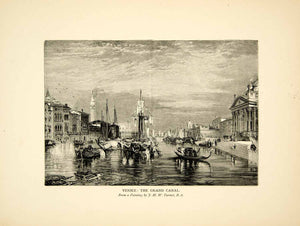 1901 Wood Engraving JMW Turner Romantic Art Grand Canal Venice Italy XAFA8
