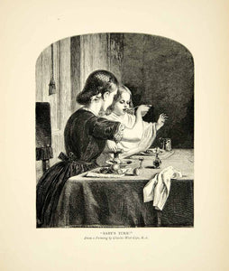 1901 Wood Engraving Charles West Cope Art Babys Turn Portrait Children XAFA8