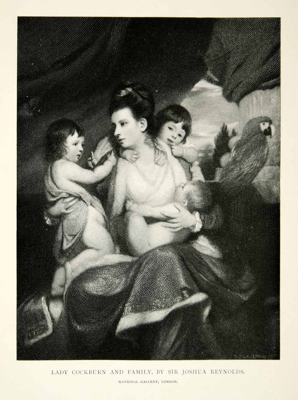 1902 Wood Engraving Joshua Reynolds Art Lady Cockburn Three Eldest Sons XAFA9