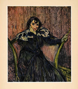 1952 Tipped-In Print Madame Berthe Bady Portrait Henri Toulouse-Lautrec XAG1
