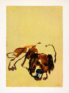 1966 Print Emil Nolde Castor Dog Pet Puppy Expressionism Watercolor  Modern Art