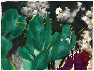 1966 Print Emil Nolde Cactus Plant Watercolor Botanical Modern Expressionism Art