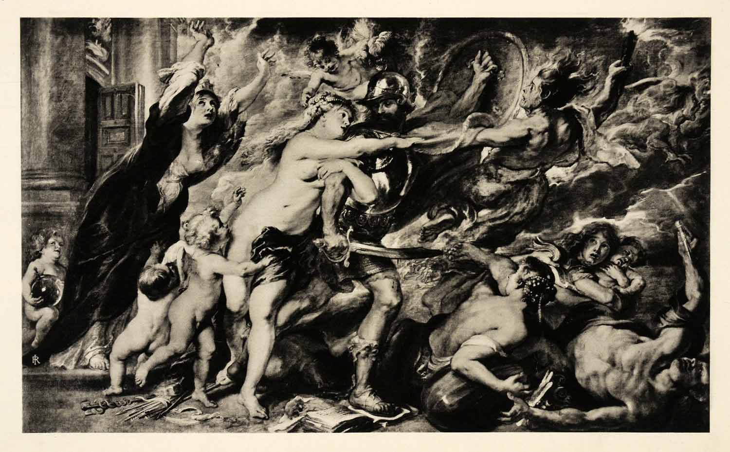 1939 Photogravure Peter Paul Rubens Evil War Nude Battle Religion Fight XAG5
