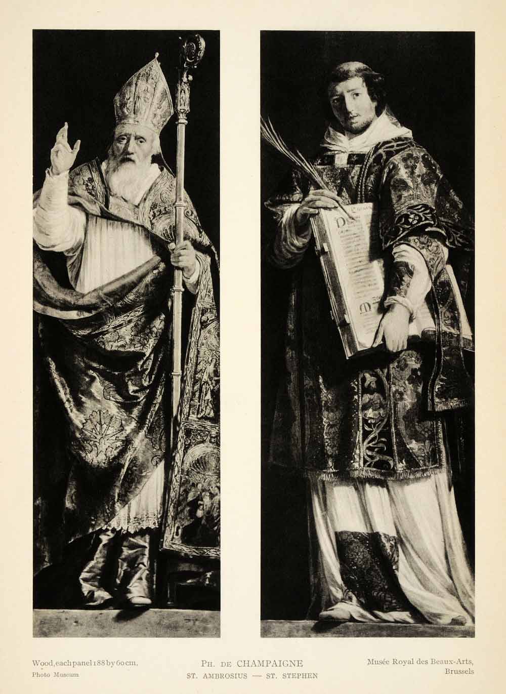 1939 Photogravure Philippe Champaigne Saint Bishop Ambrosius Stephen XAG5