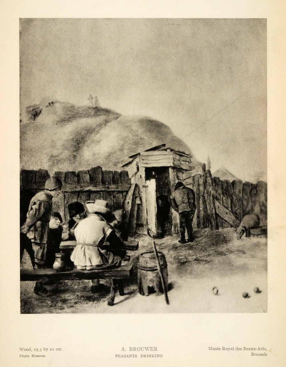 1939 Photogravure Aelbrecht Brouwer Peasants Drinking Drunk Alcohol XAG5