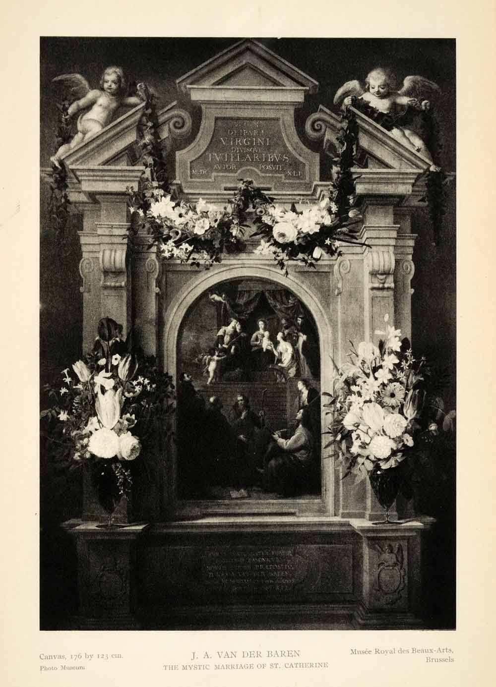 1939 Photogravure Van Der Baren Mystic Marriage Saint Catherine Angel XAG5
