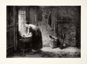 1924 Print Washing Day Josef Israels Dutch Painter Woman Washday Window XAG7