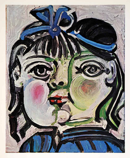 1965 Print Pablo Picasso Paloma Blue Daughter Child Girl Surreal