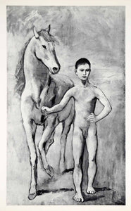 1965 Print Pablo PIcasso Boy Leading Horse Nude Rose Period Equine Child Art