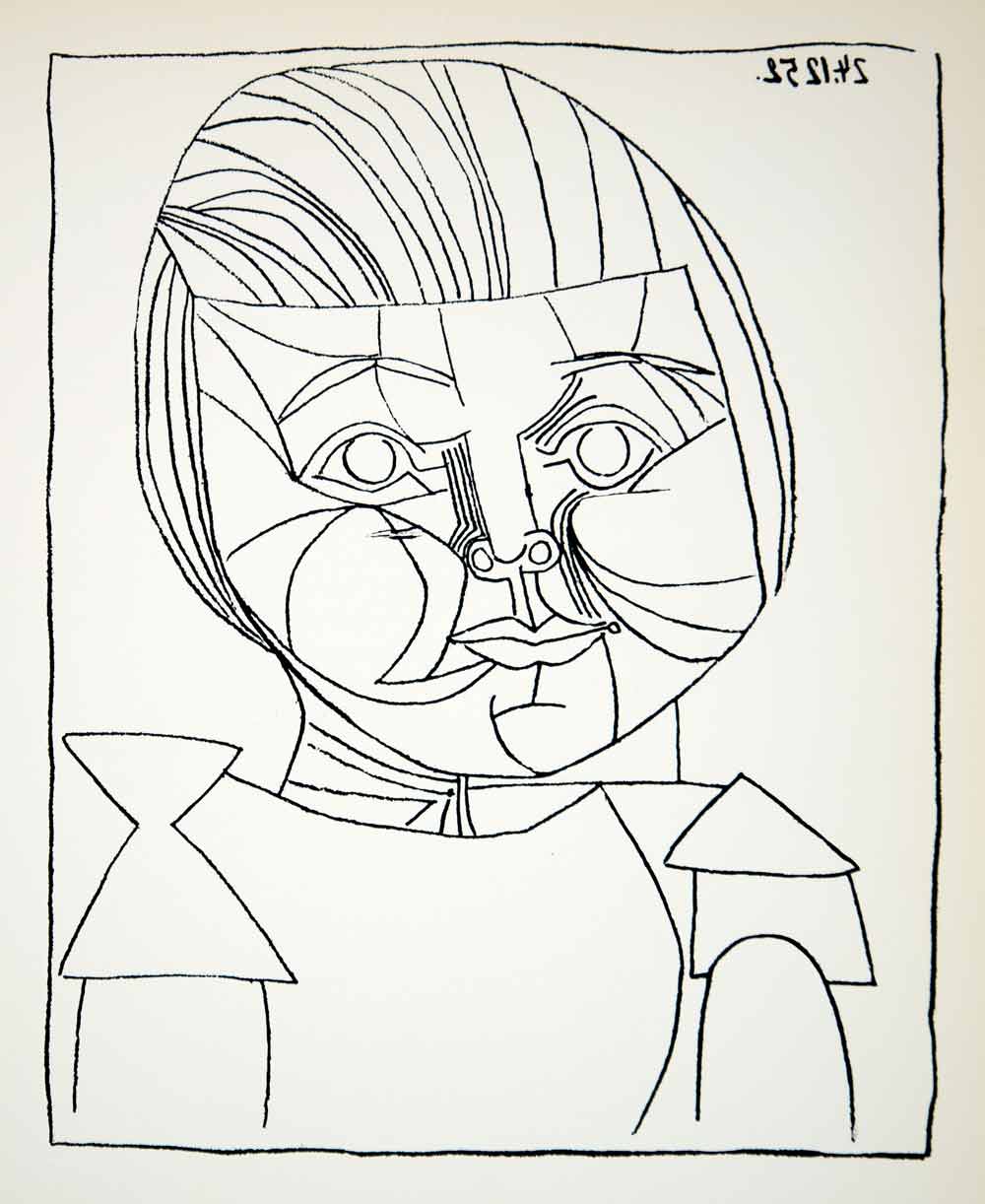 1965 Print Pablo Picasso Paloma Daughter Portrait Girl Child Abstract Art XAG9