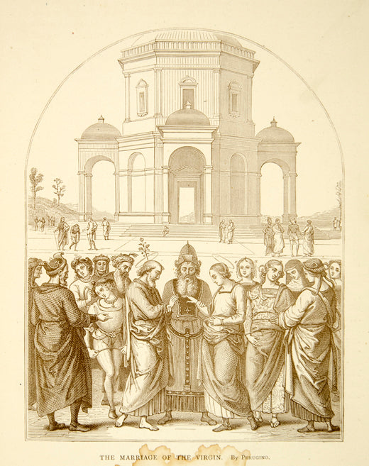 1877 Print Marriage Virgin Mary Joseph Pietro Perugino Architecture XAGA1