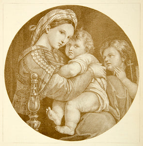 1877 Print Madonna Della Sedia Seggiola Baby Jesus Virgin Mary Raphael XAGA1
