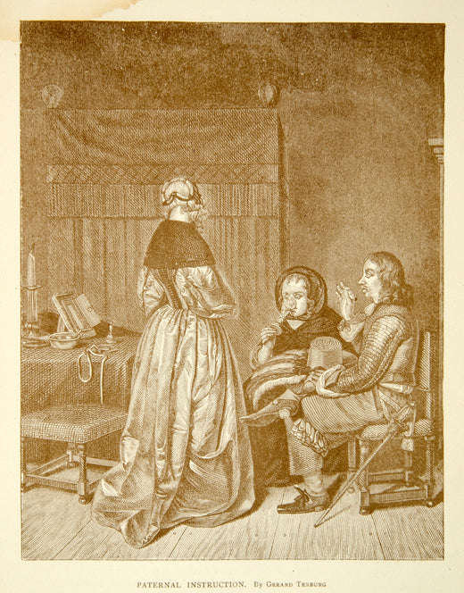1877 Print Paternal Instruction Gerard Terburg Parents Girl Costume Dutch XAGA1