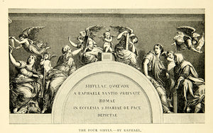 1877 Wood Engraving Four Sibyls Raphael Santa Maria della Pace Rome Angels XAGA1